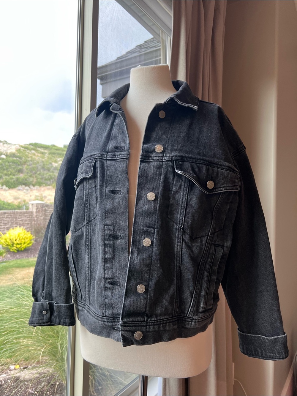 Hollister Oversized Black Denim Jacket XS
